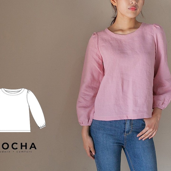 MOCHA Etienne Blouse PDF Sewing Pattern - 4 Kinds of Paper(A4, US Letter, A0, 36"x48")