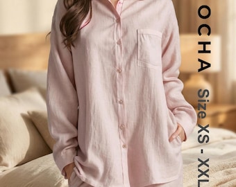4 Styles Women's Pajama Shirt Sewing Pattern PDF | Button Down Sleepwear Tutorial | Printable Loungewear Pattern xs-xxl | DIY Sleep Shirt