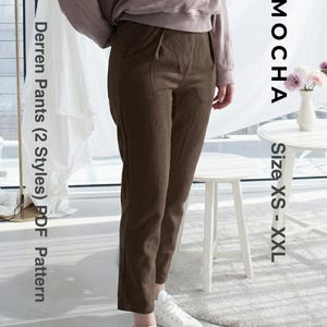 Women's Pants Sewing Pattern | Tapered Loungewear Trousers PDF | xs-xxs Stretch Fabric Pants | DIY Clothing Digital Download | 2 Styles