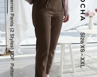 Damen Hose Schnittmuster | Tapered Loungewear Hose PDF | xs-xxs Hose aus Stretch-Stoff | DIY Kleidung Digitaler Download | 2 Stile