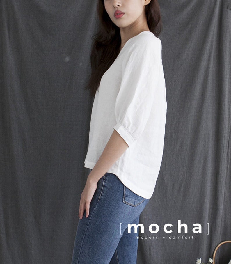 MOCHA Lillie Blouse PDF Sewing Pattern 4 Kinds of PaperA4, US Letter, A0, 36x48 image 4