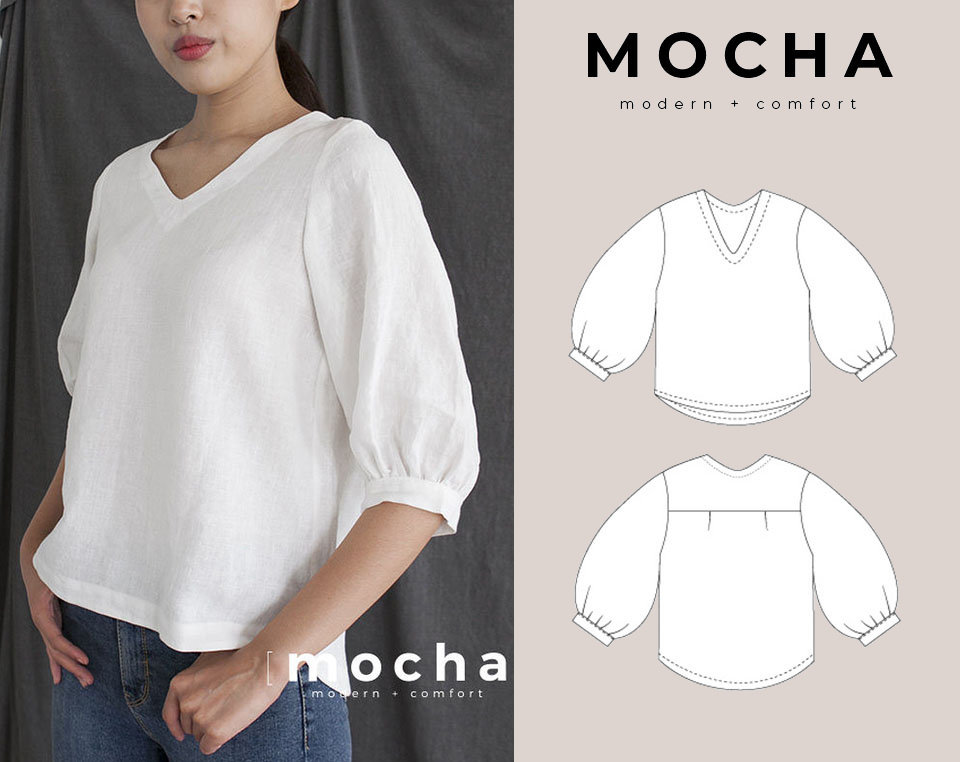 MOCHA Lillie Blouse PDF Sewing Pattern 4 Kinds of Papera4 | Etsy UK