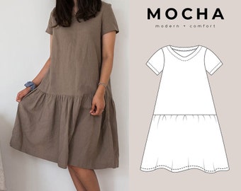 MOCHA Yasmine Dress PDF Sewing Pattern - 4 Kinds of Paper(A4, US Letter, A0, 36"x48")