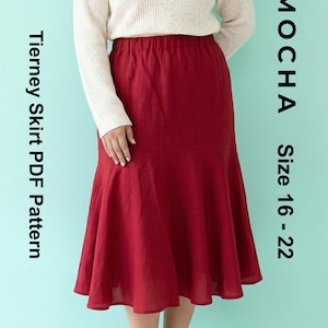 Curvy Fit Mermaid Skirt PDF | Plus Size Midi Skirt Sewing Pattern | Beginner Friendly Elastic Waist Skirt | Size 16 to 22 A4 A0