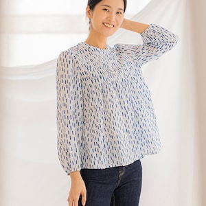 Blusa MOCHA Belle Pintuck Plus Size Padrão de costura PDF - 4 tipos de papel (A4, Carta dos EUA, A0, 36"x48")