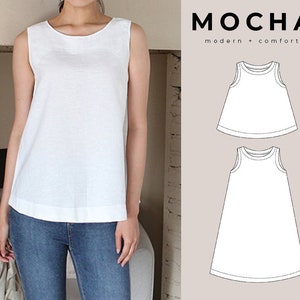 MOCHA 2 Styles Tricia Tunic and Dress PDF Sewing Pattern - 4 Kinds of Paper(A4, US Letter, A0, 36&quot;x48&quot;)