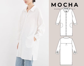 MOCHA Brogan Long Shirt PDF Schnittmuster - 4 Sorten Papier (A4, US Letter, A0, 36"x48")