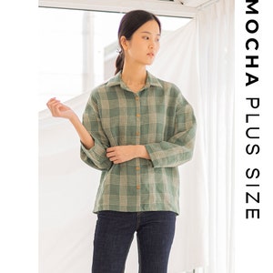 Padrão de costura em PDF para camisa MOCHA Plus Size Finlay - 4 tipos de papel (A4, US Letter, A0, 36"x48")