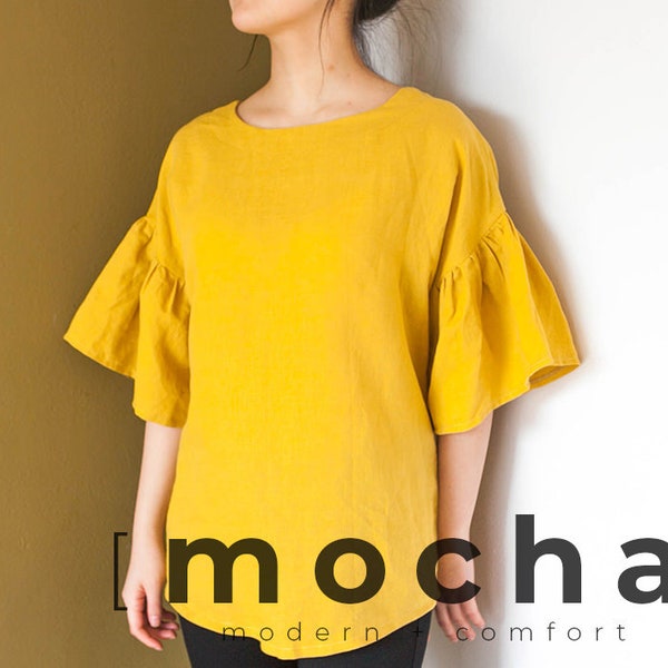 MOCHA Lena Blouse PDF Sewing Pattern - 4 Kinds of Paper(A4, US Letter, A0, 36"x48")