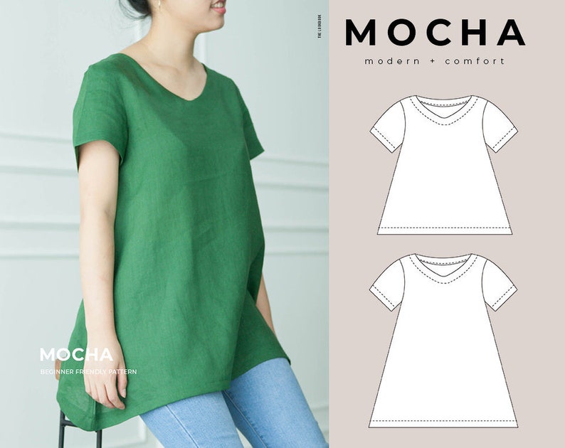 MOCHA 2 Styles Muriel Tunic and Dress PDF Sewing Pattern 4 - Etsy