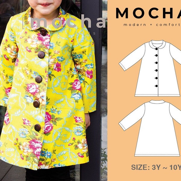 Claire A-Line Long Coat (3Y-10Y) PDF Sewing Pattern