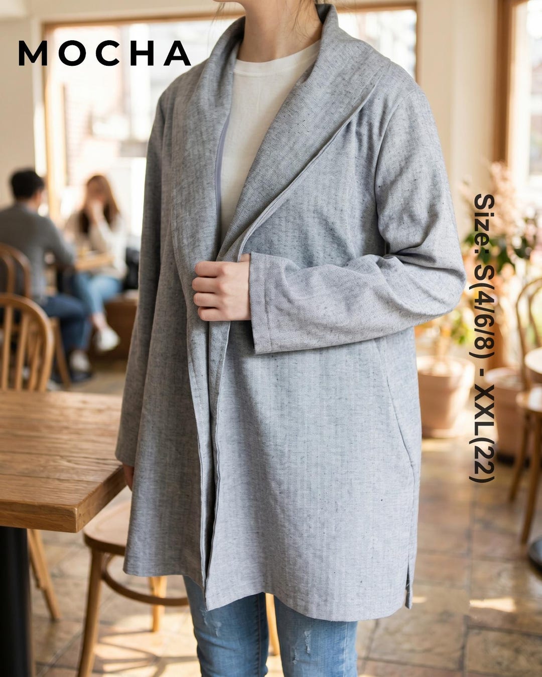 Juanita Shawl Collar Coat Sewing Pattern PDF | Minimalist Unlined