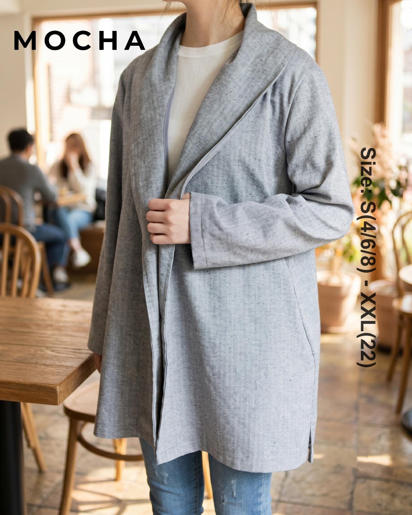 Juanita Shawl Collar Coat Sewing Pattern PDF | Minimalist Unlined