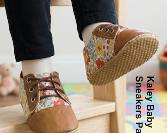 Kaley Baby Sneaker Sewing Pattern PDF | Lace Up Infant Shoe Tutorial | DIY Soft Sole Booties | Newborn to Toddler Size 1 to 5