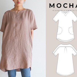 MOCHA Dawn Tunic PDF Sewing Pattern - Large Paper Printshop File Included