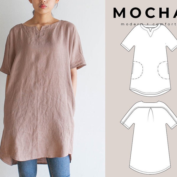 MOCHA Dawn Tunic PDF Sewing Pattern - Large Paper Printshop File Included