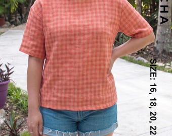 Shae Drop Shoulder Blouse PDF Sewing Pattern | Plus Size Boxy Top Digital Pattern Sizes 16-22 | Casual Women's Shirt | Easy DIY Sewing