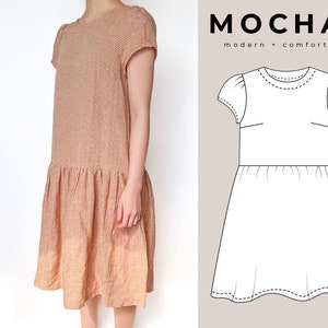 Vestido MOCHA Kirsty - Molde de Costura em PDF - 4 Tipos de Papel (A4, Carta EUA, A0, 36" x 48")
