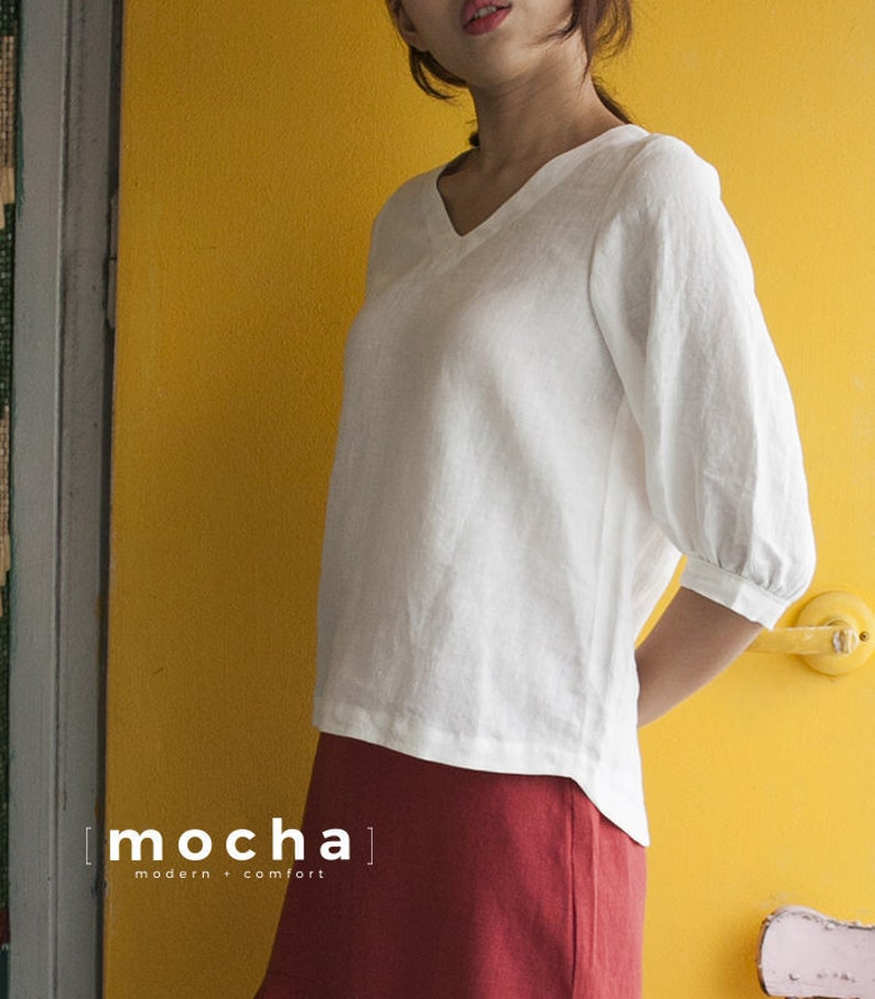 MOCHA Lillie Blouse PDF Sewing Pattern 4 Kinds of PaperA4, US Letter, A0, 36x48 image 3