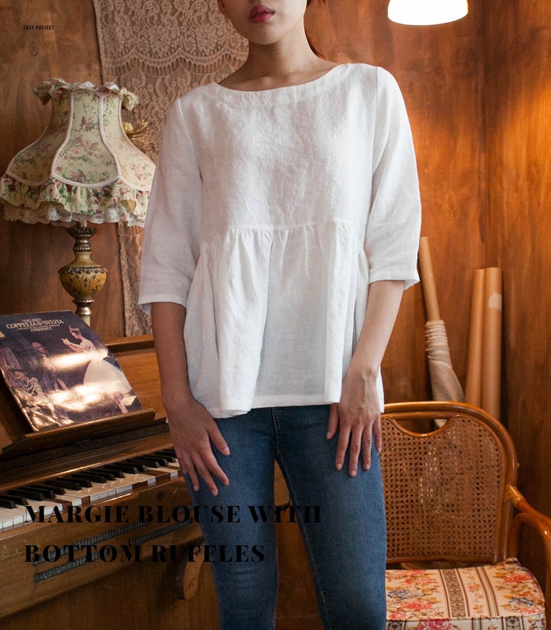 MOCHA Margie Blouse With Bottom Ruffles PDF Sewing Pattern 4 Kinds of PaperA4, US Letter, A0, 36x48 image 5