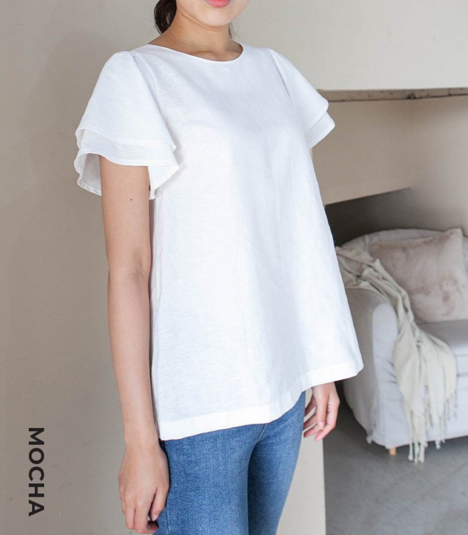 Mocha Front Pleated Designer Blouse main image 1