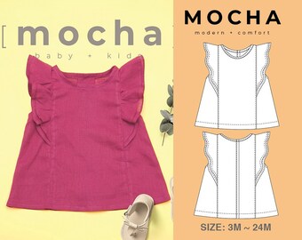 Leigh Blouse for baby (3M-24M) PDF Sewing Pattern