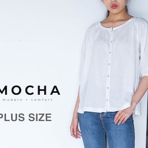 Padrão PDF de túnica/blusa raglan MOCHA Plus Size Mack - 4 tipos de papel (A4, US Letter, A0, 36"x48")