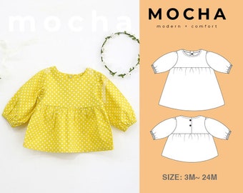 Winifred Baby Blouse and Dress (3M-24M) PDF Sewing Pattern