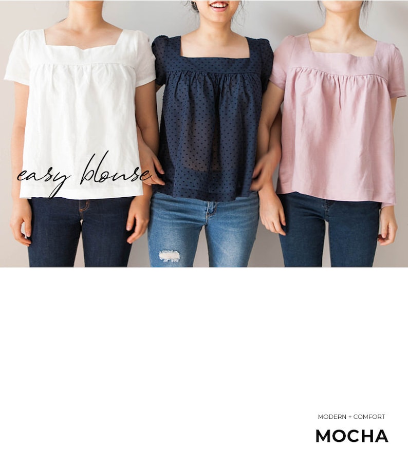 MOCHA Plus Size Shiloh Women's Blouse PDF Sewing Pattern 4 Kinds of PaperA4, US Letter, A0, 36x48 image 7