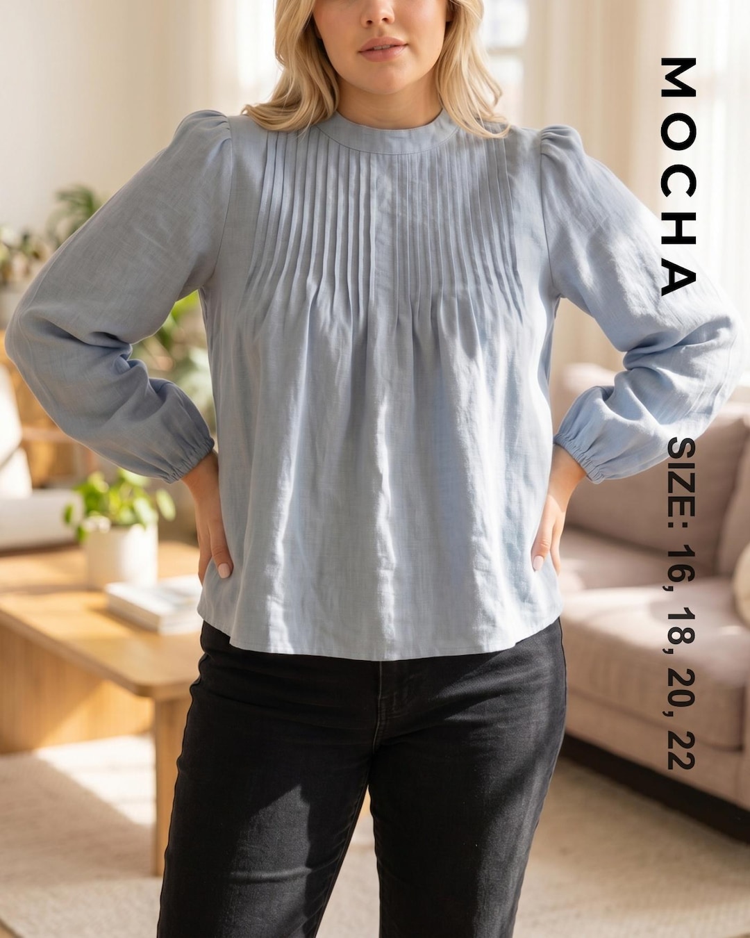 Curvy Fit Pintuck Blouse PDF Sewing Pattern | Plus Size Belle