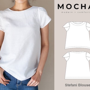Blusa MOCHA Stefani PDF Padrão de costura - 4 tipos de papel (A4, Carta dos EUA, A0, 36"x48")