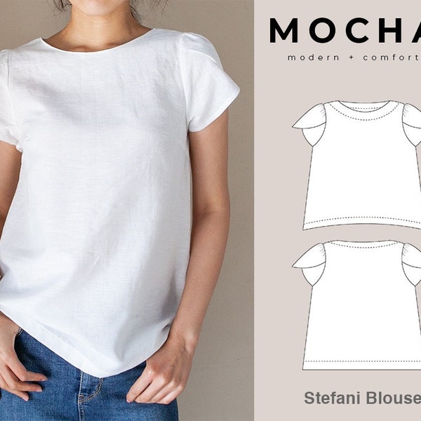 MOCHA Stefani Blouse PDF Sewing Pattern - 4 Kinds of Paper(A4, US Letter, A0, 36"x48")