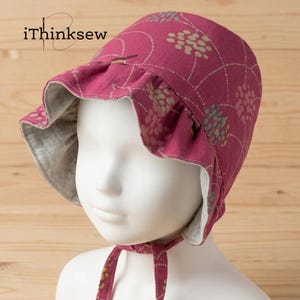 Patrón de costura de gorro para bebé en PDF / Patrón de gorro de sol para bebé / Gorro con volantes para bebé (hazlo tú mismo) / Tutorial imprimible para gorro de bebé / 4 tallas incluidas
