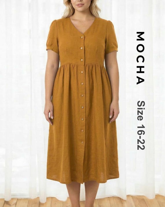 muriel 2-in-1 knitted slim midi dress Lyndon [size 16-22] 2 Styles PDF Sewing Pattern| Fit and Flare Pattern | Button Down Dress | Curvy Puff Sleeve V-neck Dress product-material_Lace