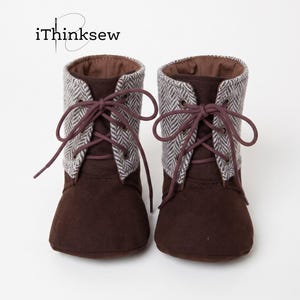 Baby Boot Sewing Pattern PDF | DIY Infant Booties Pattern | Mitchelle Baby Boots Size 1-5 | Unisex Soft Sole Tie-On Baby Shoes