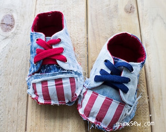 Baby Sneaker Sewing Pattern PDF | Lace Up Infant Shoe Tutorial | DIY Soft Sole Booties | Newborn to Toddler Size 1 to 5