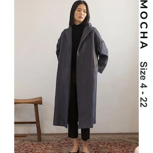 Molde em PDF para Casaco Felix com Capuz (Tamanhos 4 a 22) | Jaqueta Longa Feminina de Linho em PDF | Molde para Casaco Longo para Iniciantes