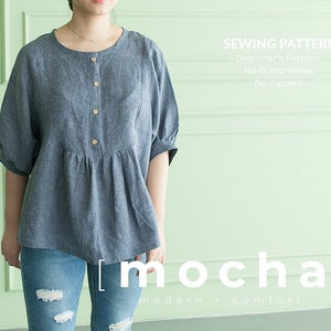 MOCHA Lainey Blouse PDF Sewing Pattern - Large Paper Printshop File Included
