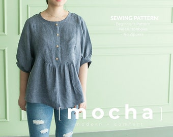 Lainey Blouse PDF Sewing Pattern | Pattern | Large Paper Printshop File Included