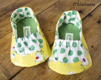 Glen Baby Shoe Sewing Pattern PDF | Soft Sole Fabric Booties Tutorial | DIY Infant Slippers | Newborn Gift Craft for Moms