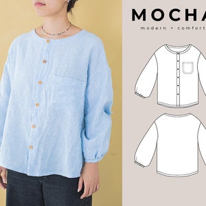 Molde de Blusa MOCHA Paulina em PDF - 4 tipos de papel (A4, Carta dos EUA, A0, 36"x48")