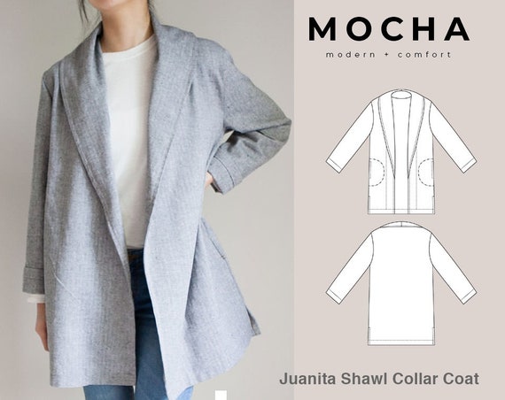 MOCHA Juanita Shawl Collar Coat 2 Length PDF Sewing Pattern - Etsy