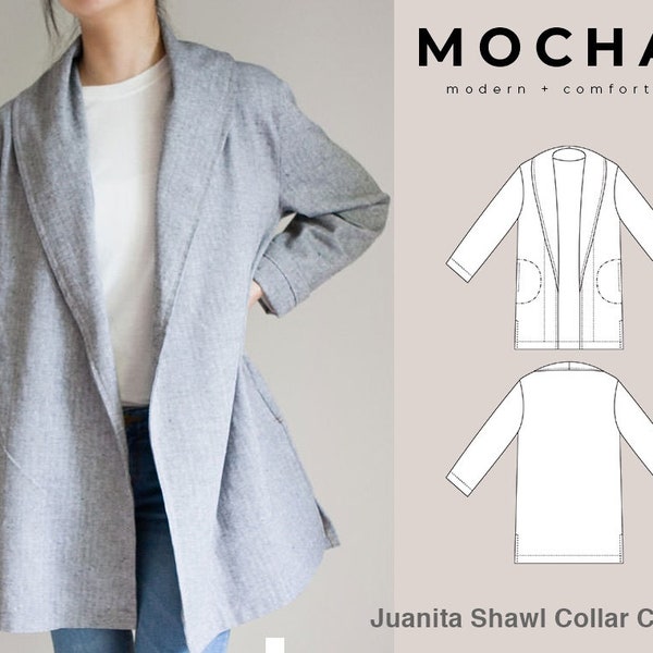 MOCHA Juanita Shawl Collar Coat (2 Length) PDF Sewing Pattern