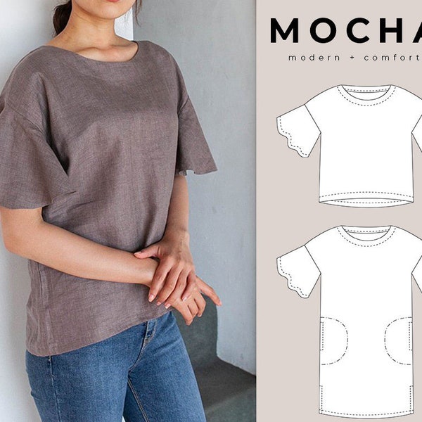 MOCHA Diarra Blouse & Dress PDF Sewing Pattern - Large Print File Included (A0, 36" X 48")