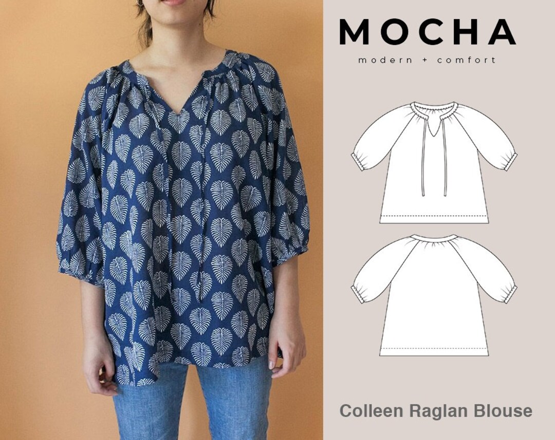 MOCHA Colleen Raglan Blouse PDF Sewing Pattern Kinds of Paper