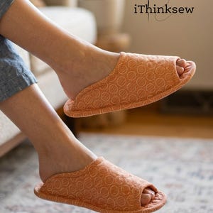 Womens Slipper Sewing Pattern PDF | DIY House Shoe Slide Pattern | Amber Open Toe Quilted Slippers with Video Tutorial | Sizes 5 to 11