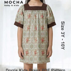 Dorris Mädchen Kleid Schnittmuster PDF | Vintage Kleid mit quadratischem Ausschnitt | Kinder Frühling Kleidung Tutorial | Kleinkind bis Tween Größen 3Y-10Y