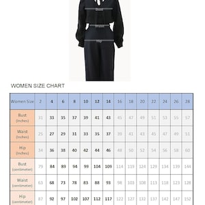 Peut inclure: Tableau des tailles pour femmes avec des mesures en pouces et en centim&egrave;tres pour le buste, la taille et les hanches. Le tableau montre les tailles 2 &agrave; 28.
