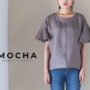 Modèle de couture PDF Diarra pour chemisier et robe MOCHA - Taille 4-16, fichier en gros caractères inclus (A0, 36 x 48 pouces)