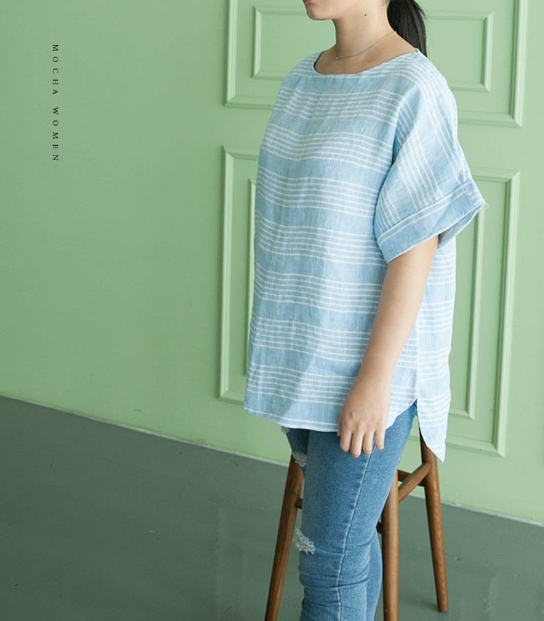 Mocha stripe easy blouse
